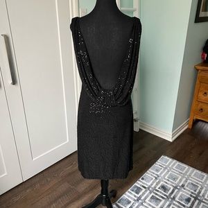 Joseph Ribkoff Black Sequin Low Back Dress.